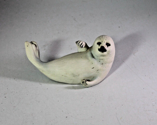 Vintage 1987 Franklin Mint 2x5" SEAL SNOW PUP Porcelain Figure Humane Society