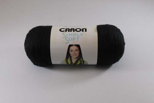 Caron Simply Soft Yarn One Skein Skeins Black #4 Medium 100% Acrylic