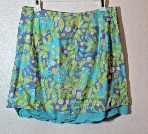 Lilly Pulitzer Womens 10 Blue Purple & Green Sea Life Scalloped Bottom Skirt