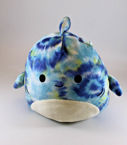 Squishmallows Kellytoy Sealife Squad Luther the Shark 8" Blue Tye-Dye Plush